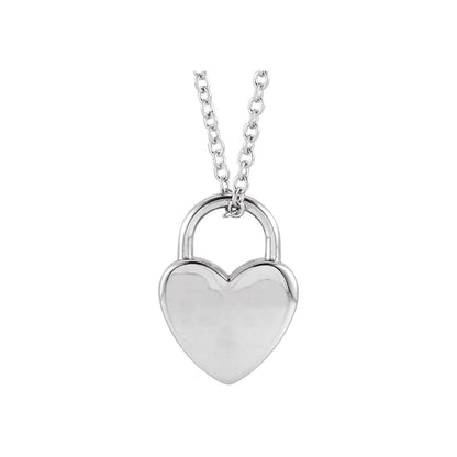 Engravable Heart Lock 16-18" Necklace