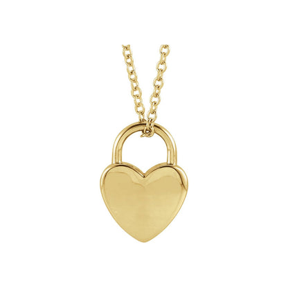 Engravable Heart Lock 16-18" Necklace