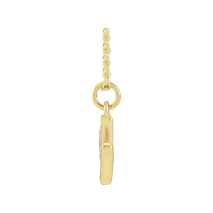 14K Yellow Gold .06 CTW Natural Diamond Petite Initial M 16-18" Necklace