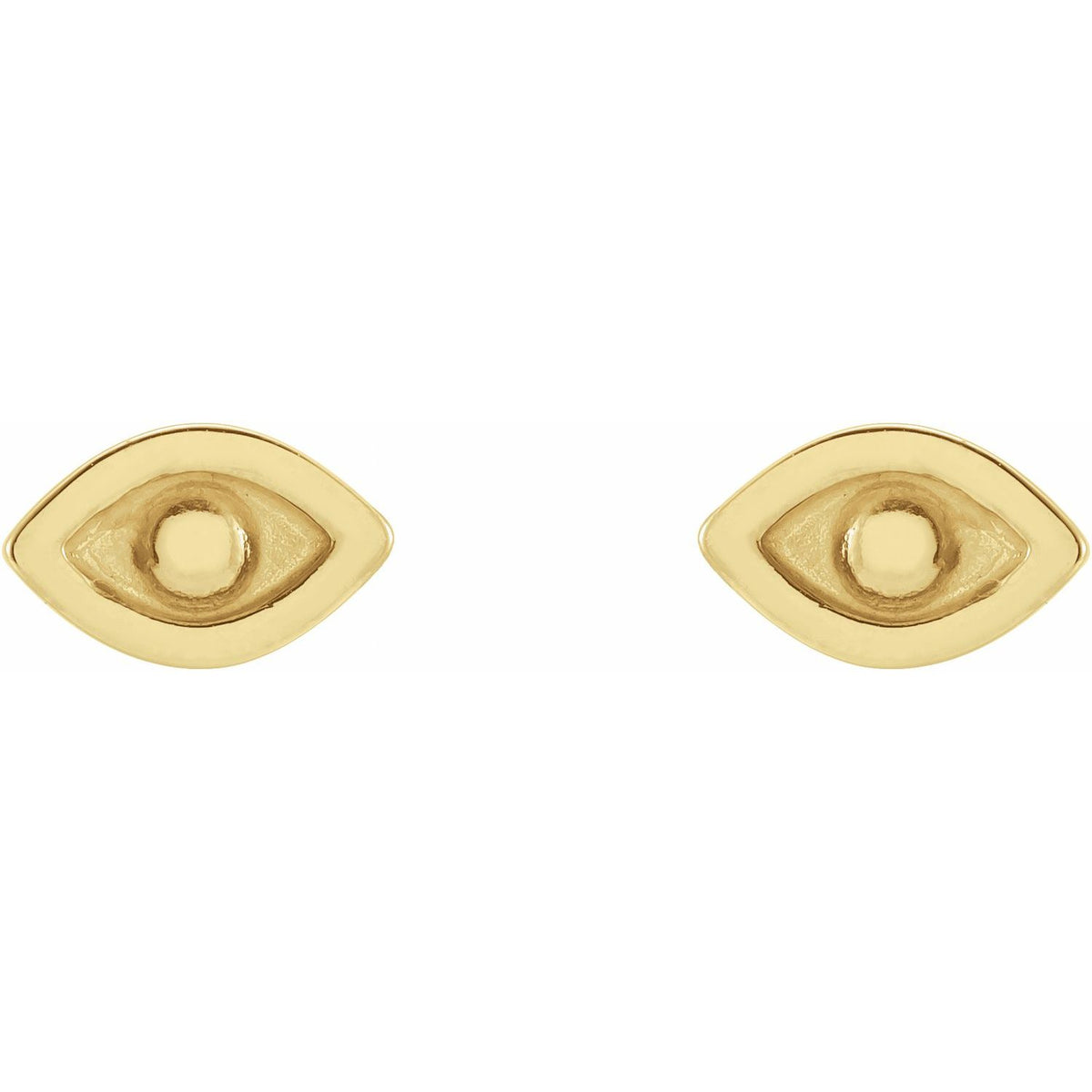 14K Yellow Gold Evil Eye Earrings