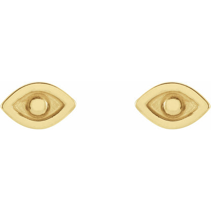 14K Yellow Gold Evil Eye Earrings