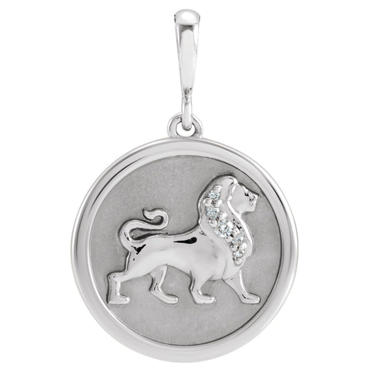 Sterling Silver .02 CTW Natural Diamond Lion Charm/Pendant