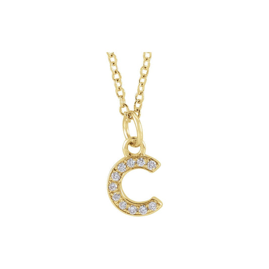 .04 CTW Natural Diamond Petite Initial 16-18" Necklace