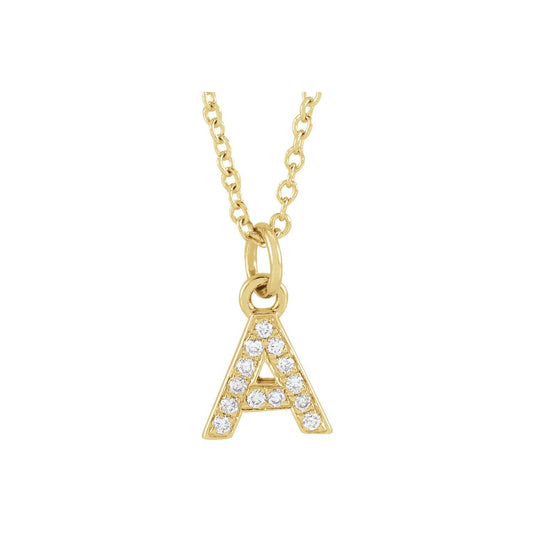 .05 CTW Natural Diamond Petite Initial 16-18" Necklace
