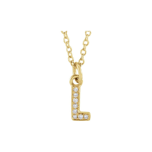 .03 CTW Natural Diamond Petite Initial 16-18" Necklace