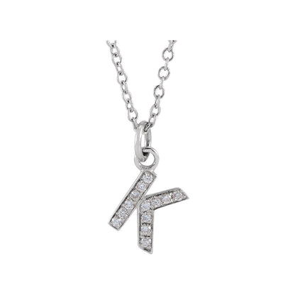 .045 CTW Natural Diamond Petite Initial 16-18" Necklace