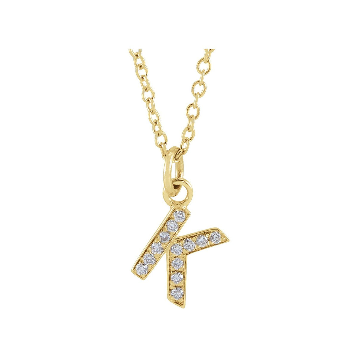.045 CTW Natural Diamond Petite Initial 16-18" Necklace