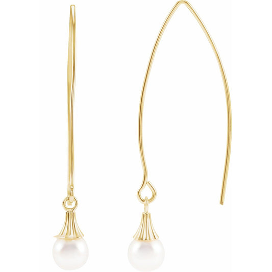 14K Yellow Gold Cultured Akoya Pearl Earrings