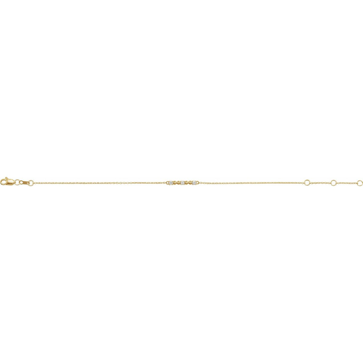 14K Yellow Gold 1/10 CTW Natural Diamond Beaded Bar 6 1/2-7 1/2" Bracelet