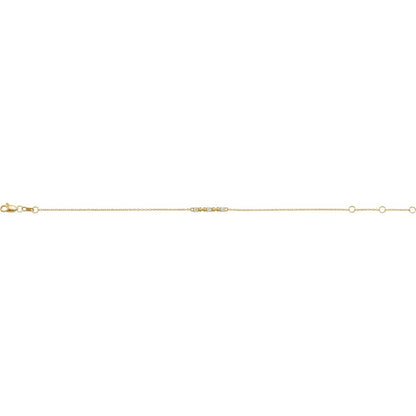 14K Yellow Gold 1/10 CTW Natural Diamond Beaded Bar 6 1/2-7 1/2" Bracelet