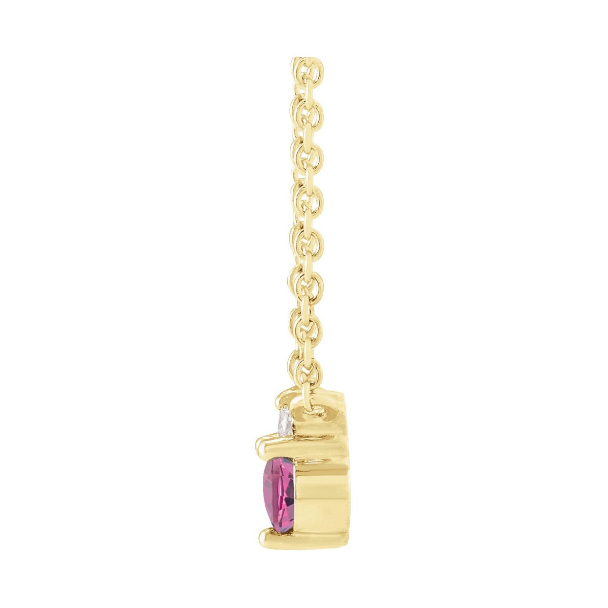 14K Yellow Gold Natural Pink Sapphire & .015 CT Natural Diamond 18" Necklace