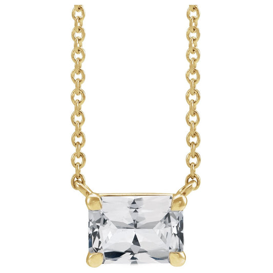 14K Yellow Gold Natural White Sapphire 18" Necklace