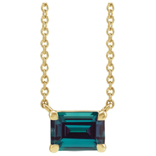 14K Yellow Gold Lab-Grown Alexandrite 18" Necklace