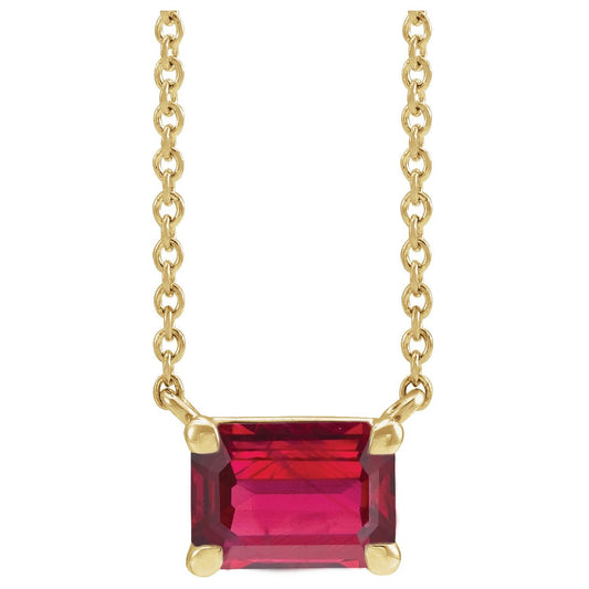 14K Yellow Gold Lab-Grown Ruby 18" Necklace, 7.43 x 4.5 mm