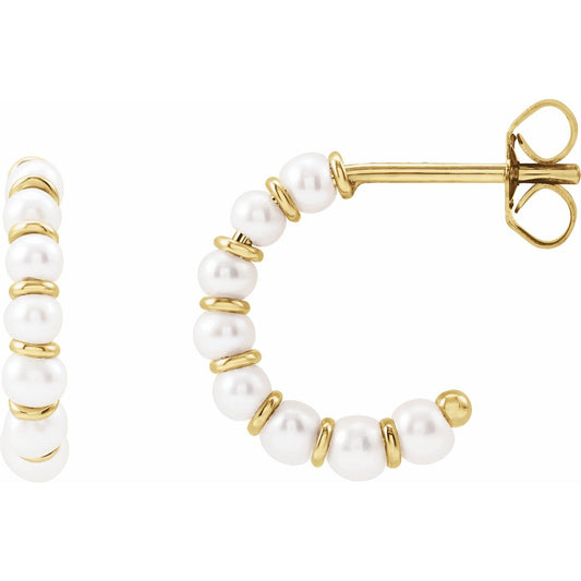 Cultured White Freshwater Pearl Hoop Earrings (688761)