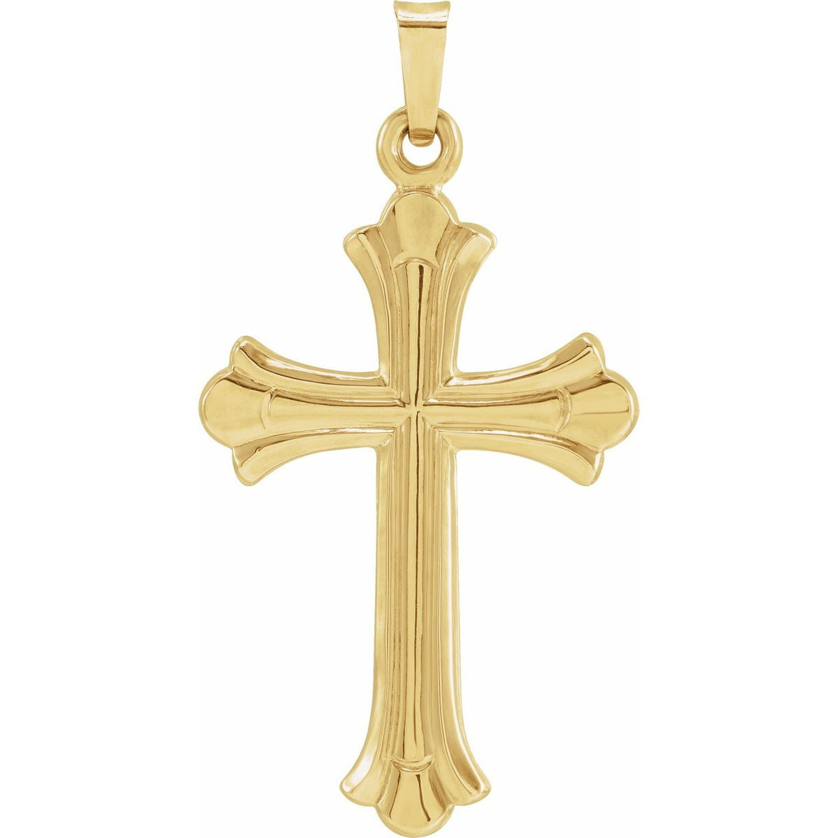 14K Yellow Gold 33.8x17. Hollow Cross Pendant
