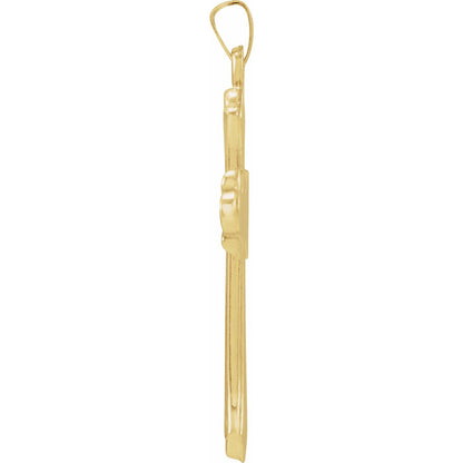 14K Yellow Gold 40.7x22. Hollow Cross Pendant