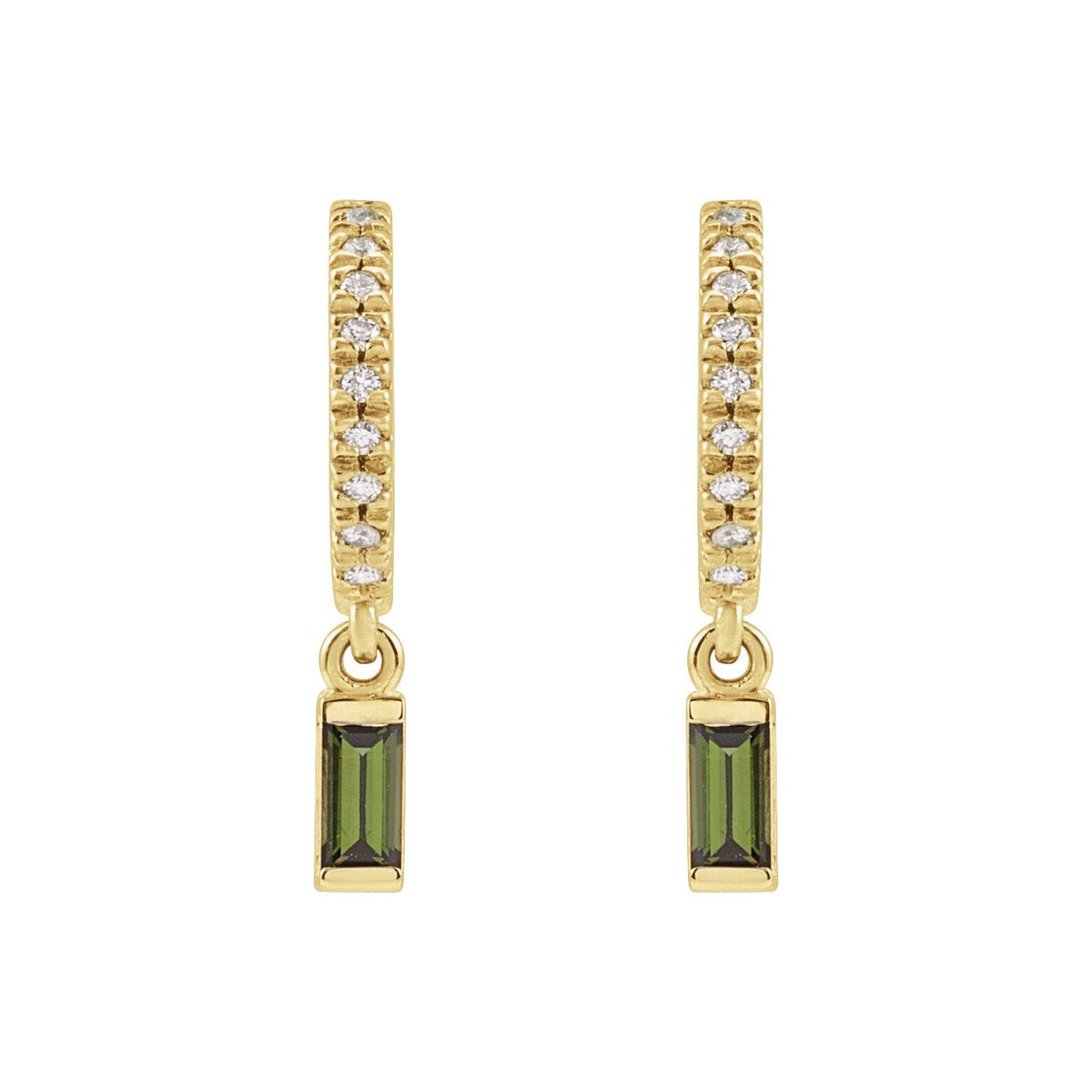 14K Yellow Gold Natural London Blue Topaz & .08 CTW Natural Diamond French-Set Hoop Earrings