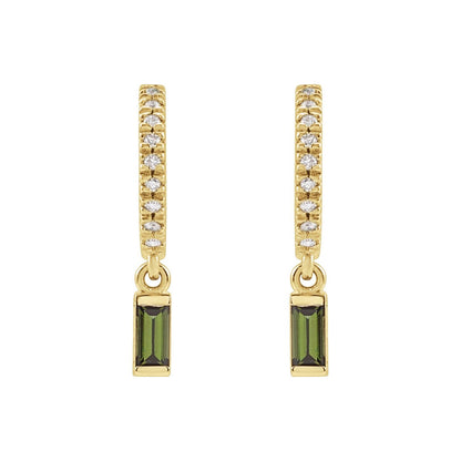 14K Yellow Gold Natural London Blue Topaz & .08 CTW Natural Diamond French-Set Hoop Earrings