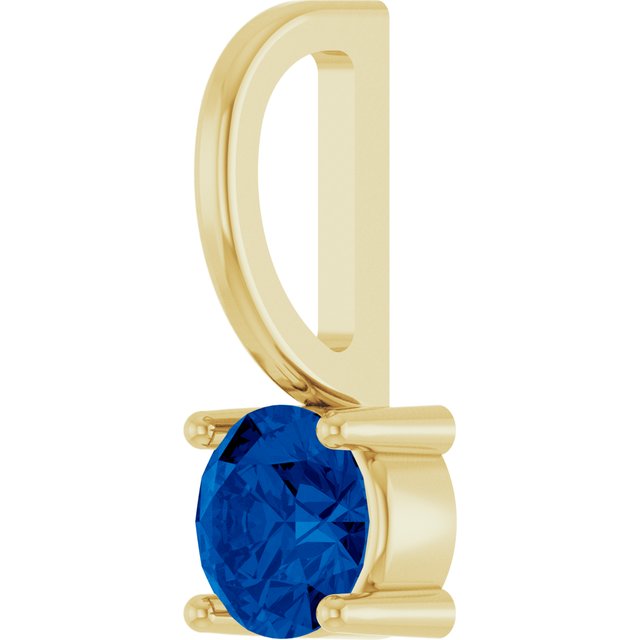 Lab-Grown Blue Sapphire Solitaire Charm/Pendant