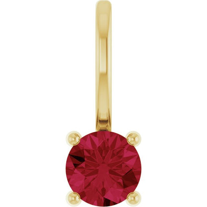 14K Yellow Gold Lab-Grown Ruby Solitaire Charm/Pendant