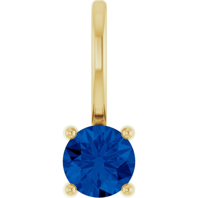 Lab-Grown Blue Sapphire Solitaire Charm/Pendant