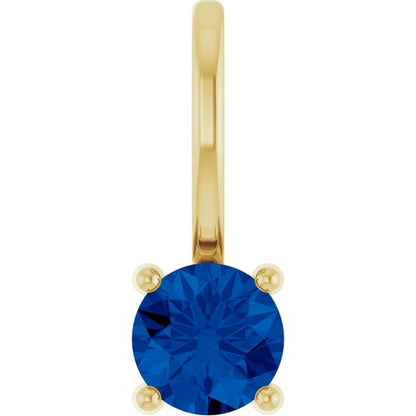 Lab-Grown Blue Sapphire Solitaire Charm/Pendant