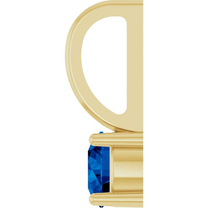 Lab-Grown Blue Sapphire Solitaire Charm/Pendant