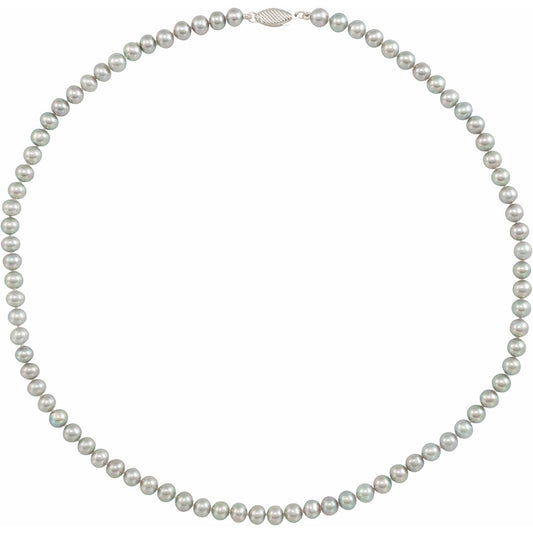 14K White Gold Cultured Gray Freshwater Pearl 16" Necklace