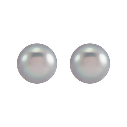 14K White Gold 6.5- Cultured Gray Freshwater Pearl Earrings