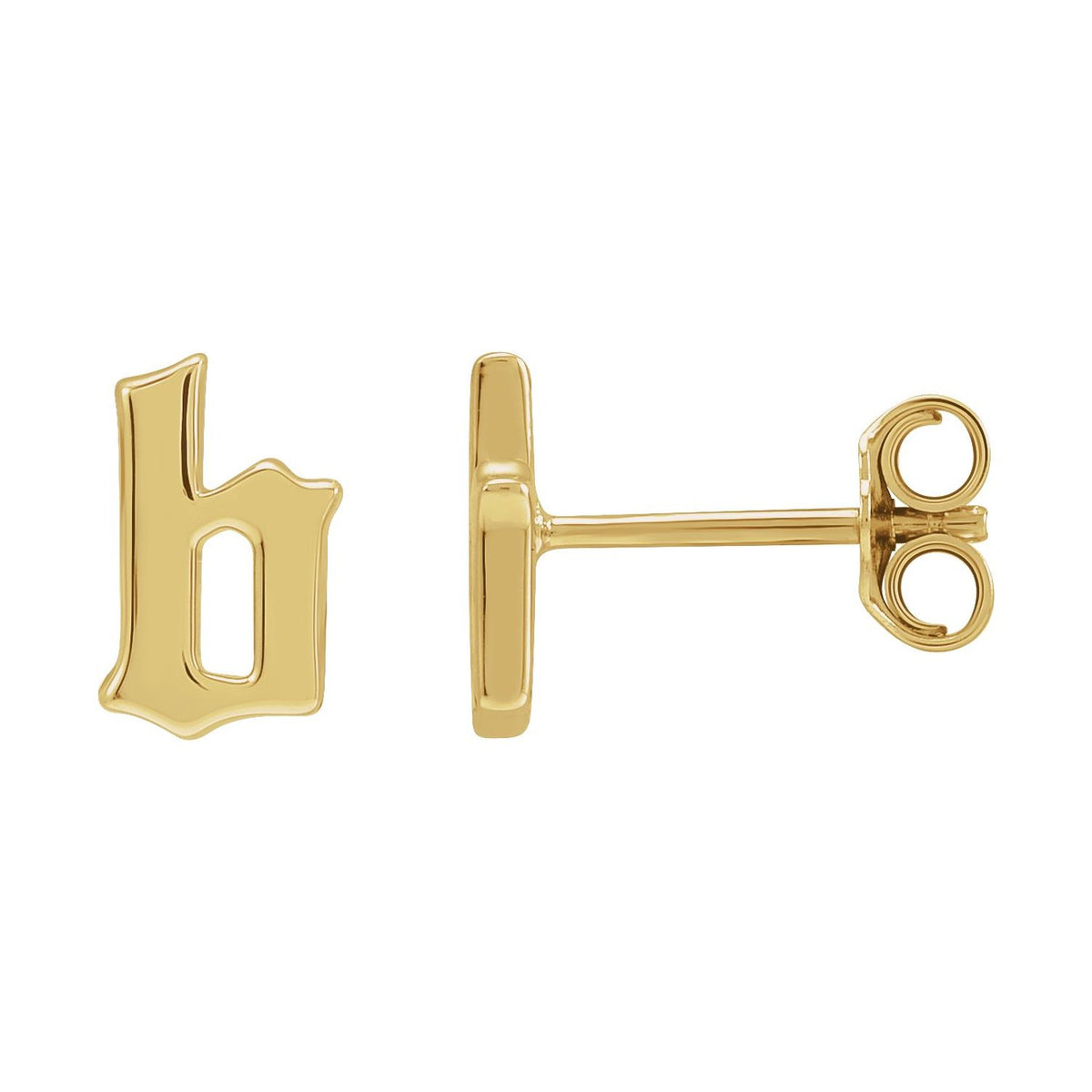 14K Yellow Gold Gothic Initial Earring