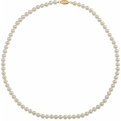 14K Yellow Gold Cultured White Freshwater Pearl 16" Necklace