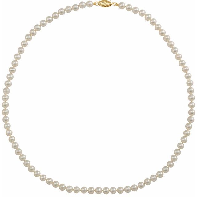 14K Yellow Gold Cultured White Freshwater Pearl 16" Necklace