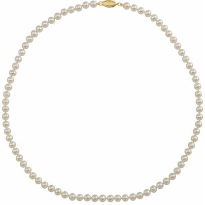 14K Yellow Gold Cultured White Freshwater Pearl 16" Necklace