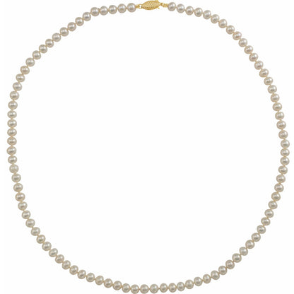 14K Yellow Gold Cultured White Freshwater Pearl 18" Necklace