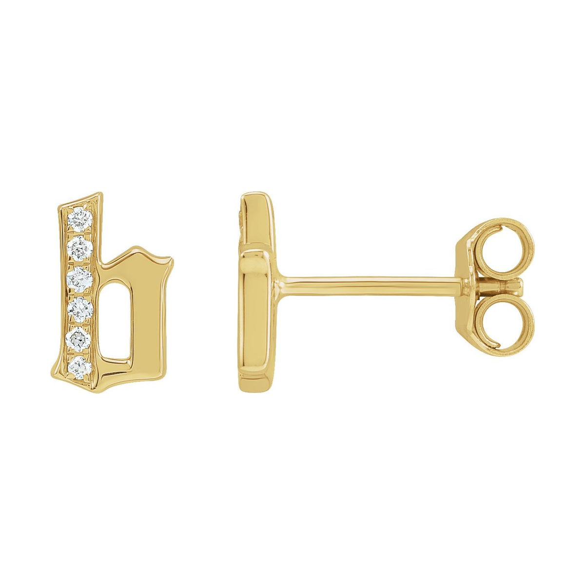 Natural Diamond Gothic Initial Earring