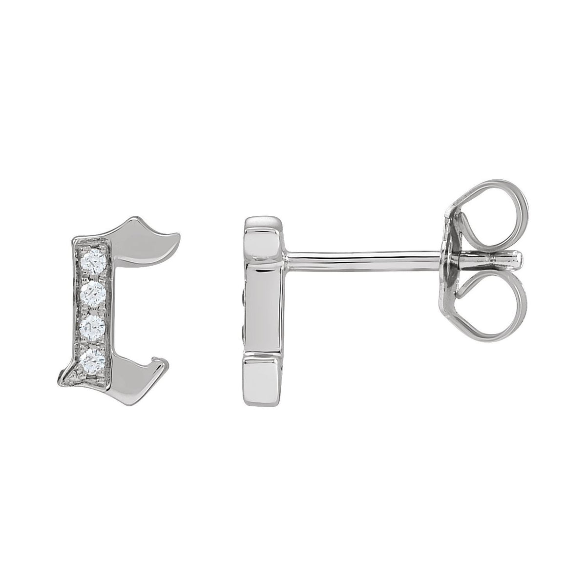 Natural Diamond Gothic Initial Earring