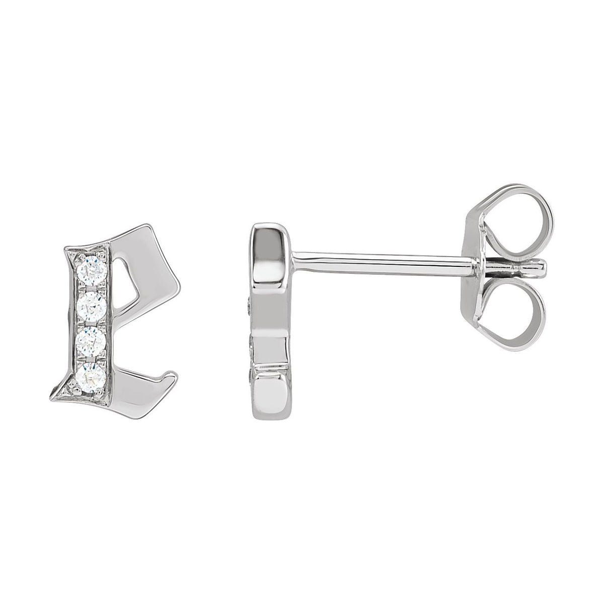 Natural Diamond Gothic Initial Earring