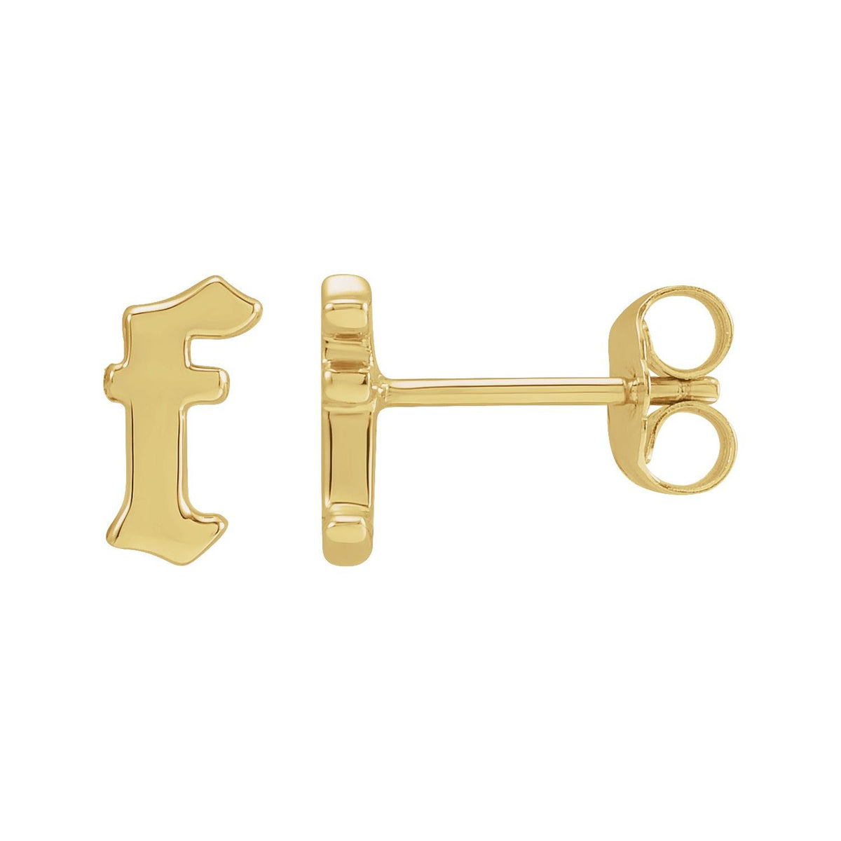 14K Yellow Gold Gothic Initial Earring