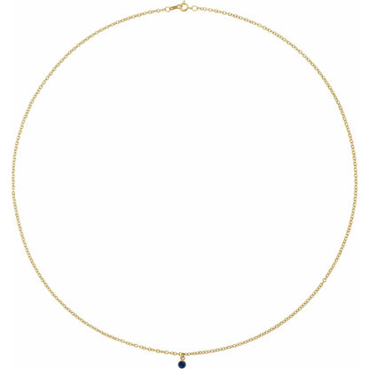 14K Yellow Gold Natural Blue Sapphire 16" Necklace