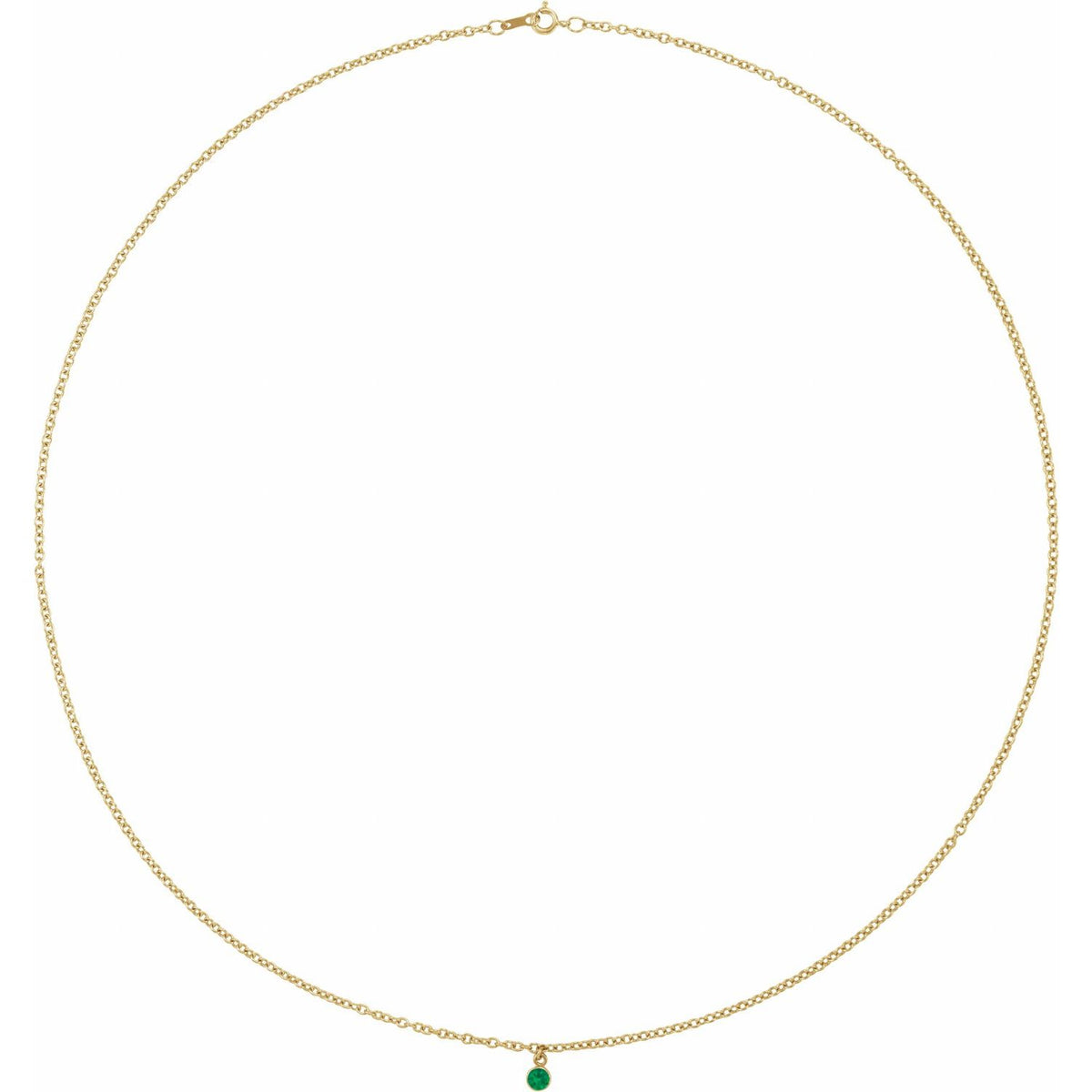 14K Yellow Gold Natural Emerald 16" Necklace