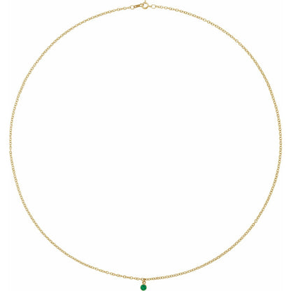 14K Yellow Gold Natural Emerald 16" Necklace