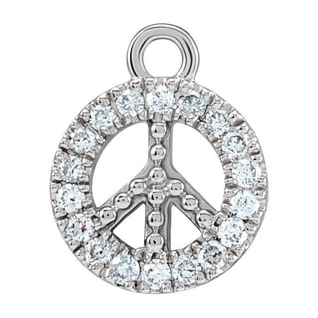 14K White Gold Petite Pavé® .08 CTW Natural Diamond Peace Dangle
