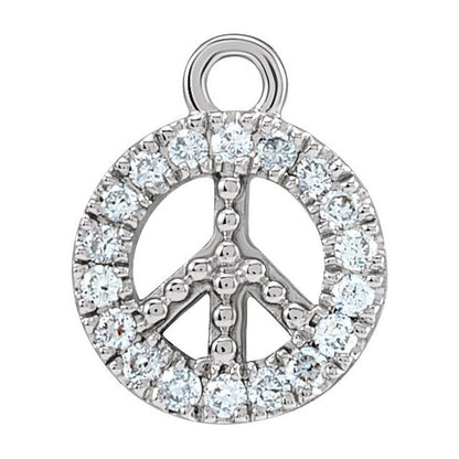 14K White Gold Petite Pavé® .08 CTW Natural Diamond Peace Dangle