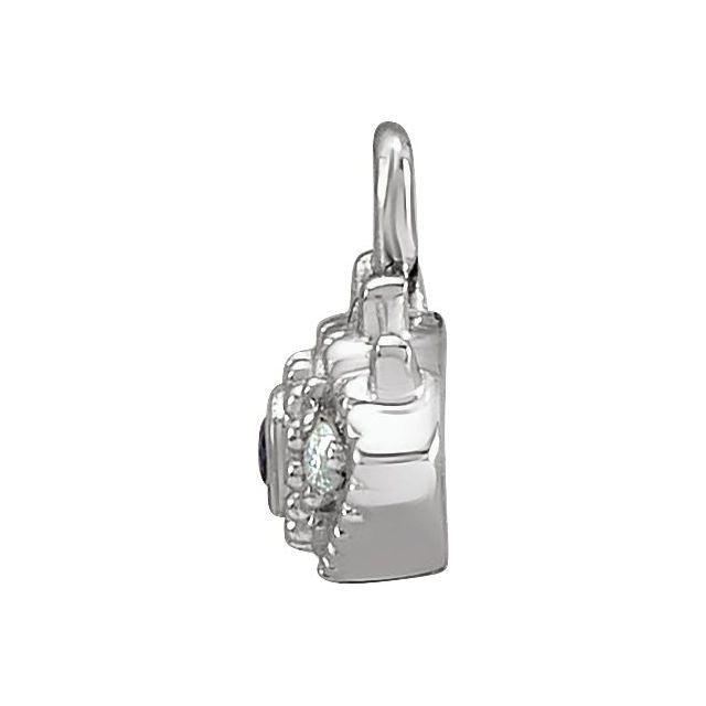 Petite Pavé® Natural Blue Sapphire & .01 CTW Natural Diamond Evil Eye Dangle, 4.92 mm x 7.1 mm