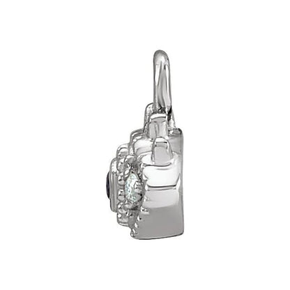 Petite Pavé® Natural Blue Sapphire & .01 CTW Natural Diamond Evil Eye Dangle, 4.92 mm x 7.1 mm