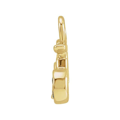 14K Yellow Gold Petite Pavé® Natural Swiss Blue Topaz Bicycle Dangle