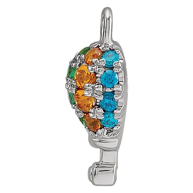 14K White Gold Petite Pavé® Natural Multi-Gemstone Hot Air Balloon Dangle