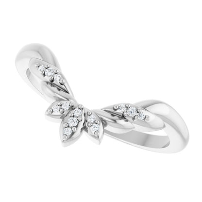 .03 CTW Natural Diamond Floral-Inspired Contour Band