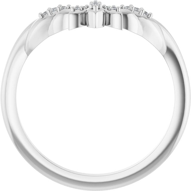 .03 CTW Natural Diamond Floral-Inspired Contour Band